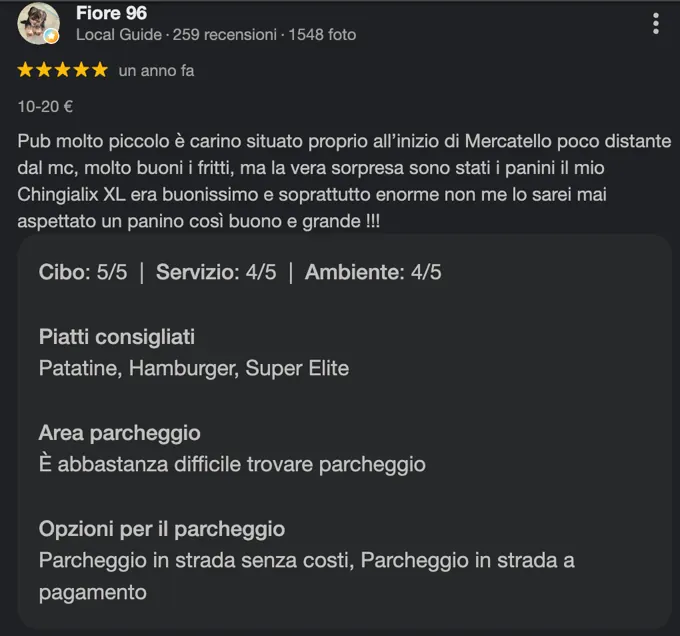 Recensione di Fiore 96 — 5 stelle