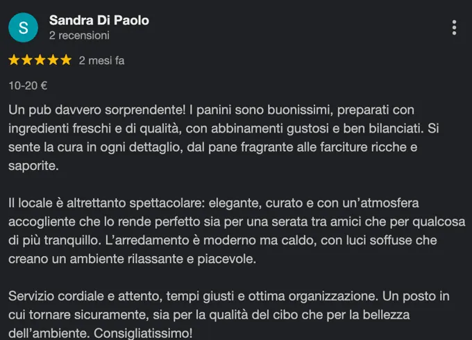 Recensione di Sandra Di Paolo — 5 stelle