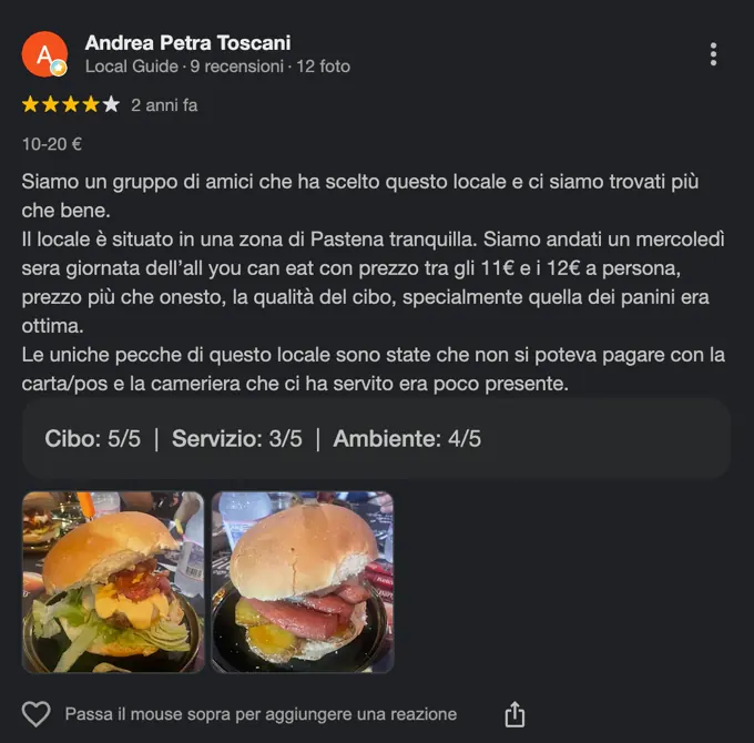 Recensione di Andrea Petra Toscani — 4 stelle